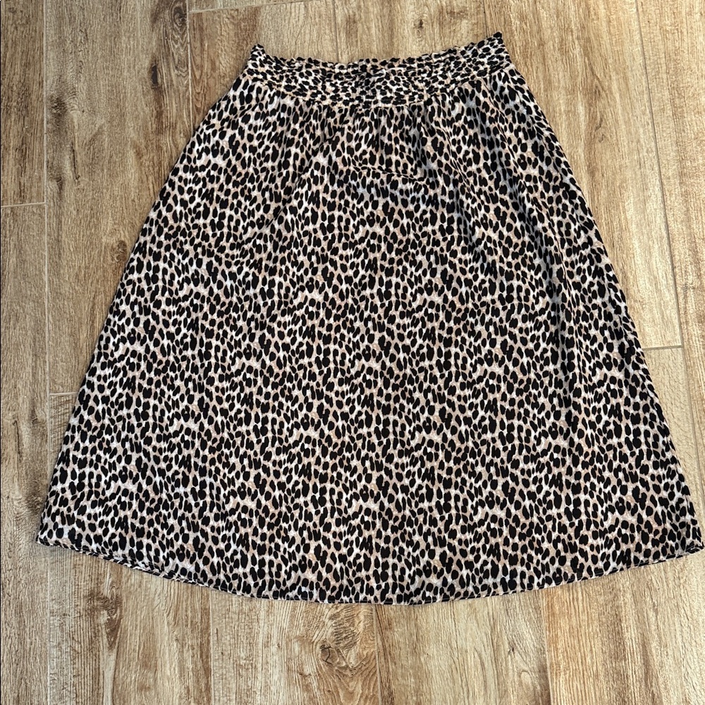 LOFT Animal Print A-Line Skirt